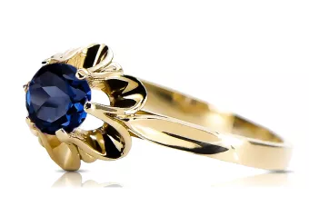 Ring Sapphire 14K Yellow gold Vintage craft vrc004y